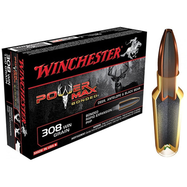Winchester Ammo Winchester Power Max Bonded Rifle Ammo 308 Win. 180 Gr. Power Max Bonded 20 Rd. Ammo