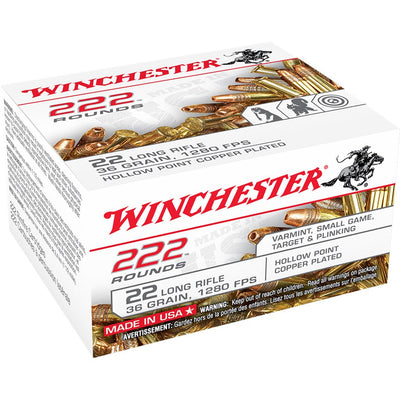 Winchester Ammo Winchester Usa Pistol Ammo 22 Lr 36 Gr. Copper Plated Hp 222 Rd. Ammo