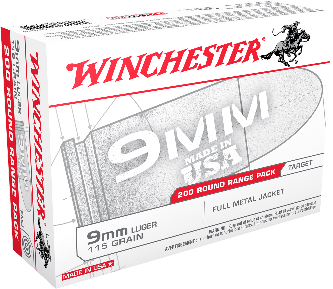 Winchester Ammo Winchester Usa Pistol Ammo 9mm 115 Gr. Fmj 200 Rd. Ammo