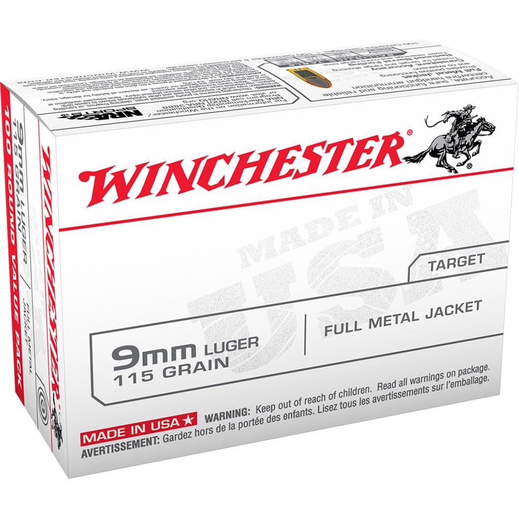 Winchester Ammo Winchester Usa Pistol Ammo 9mm Luger 115 Gr. Full Metal Jacket 100 Rd. Ammo