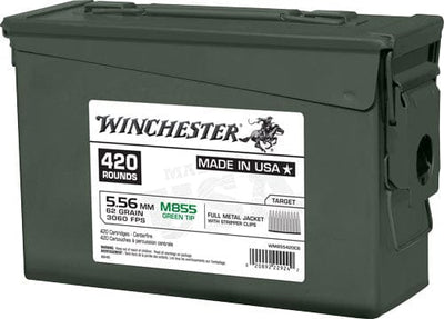 Winchester Ammo Winchester Usa Rifle Ammo 5.56mm 62 Gr. Fmj 420 Rd. Green Tip Ammo
