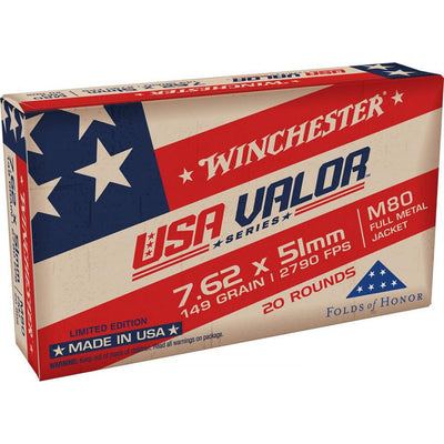 Winchester Ammo Winchester Usa Valor Rifle Ammo 7.62x51mm 149 Gr. Fmj 20 Rd. Ammo