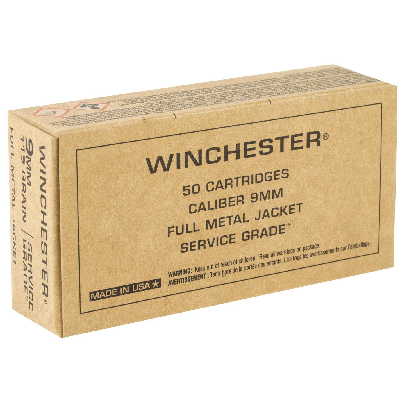 Winchester Ammunition Win Service Grade 9mm 115gr 50/500 Ammunition