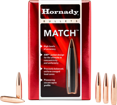 Hornady Match Bullets 30 Cal. .308 168 Gr. Bthp Match 100 Box