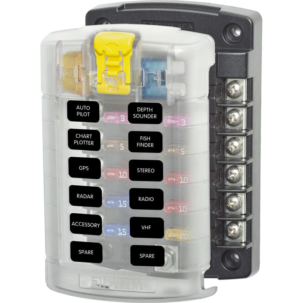 Blue Sea Systems Blue Sea 5029 ST Blade Fuse Block w/Cover - 12 Circuit w/o Negative Bus Electrical