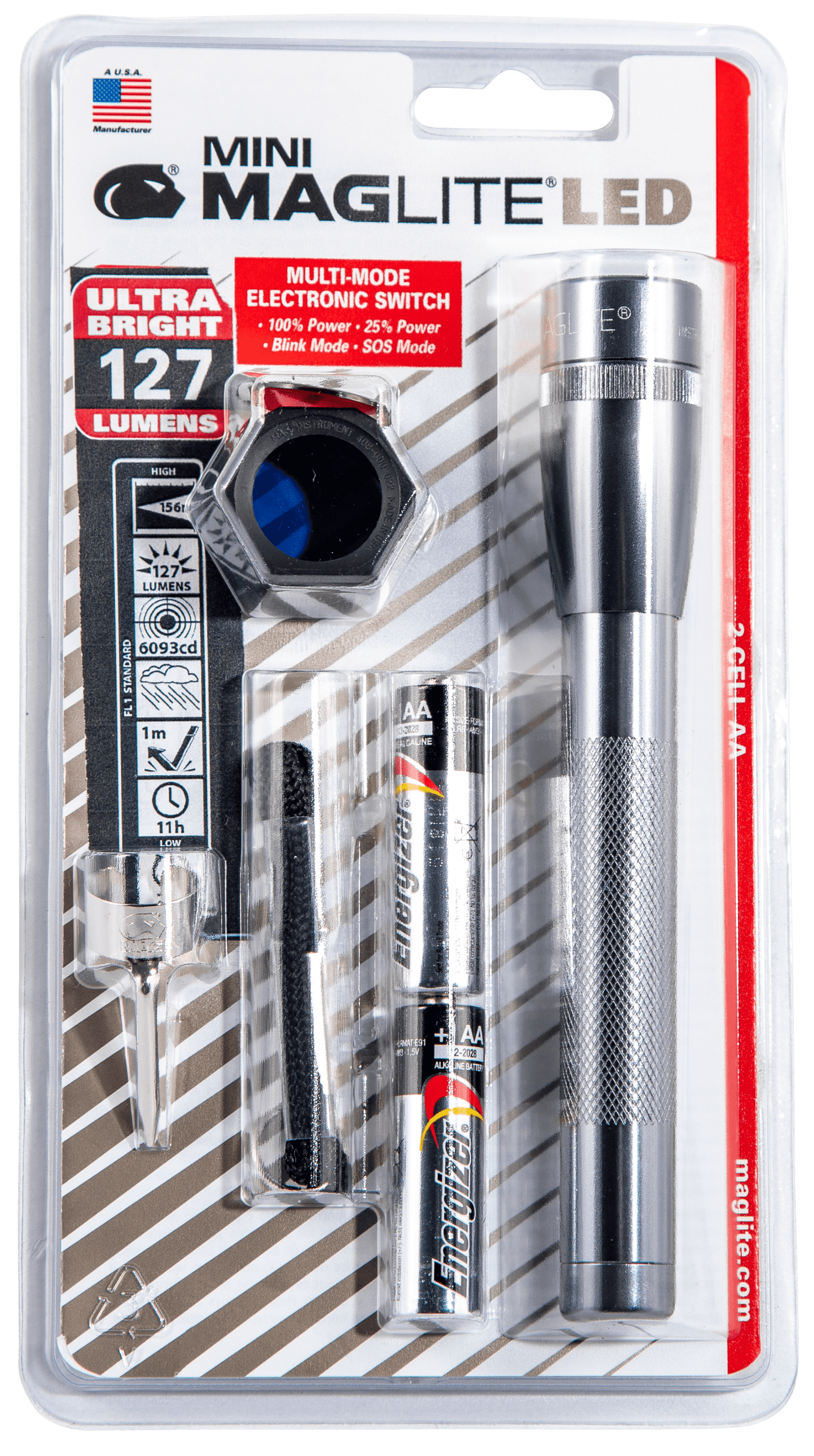 Maglite Maglite Mini Maglite, Mlt Sp2209c   Mini 2cell Aa  Combo Pack Gray Accessories