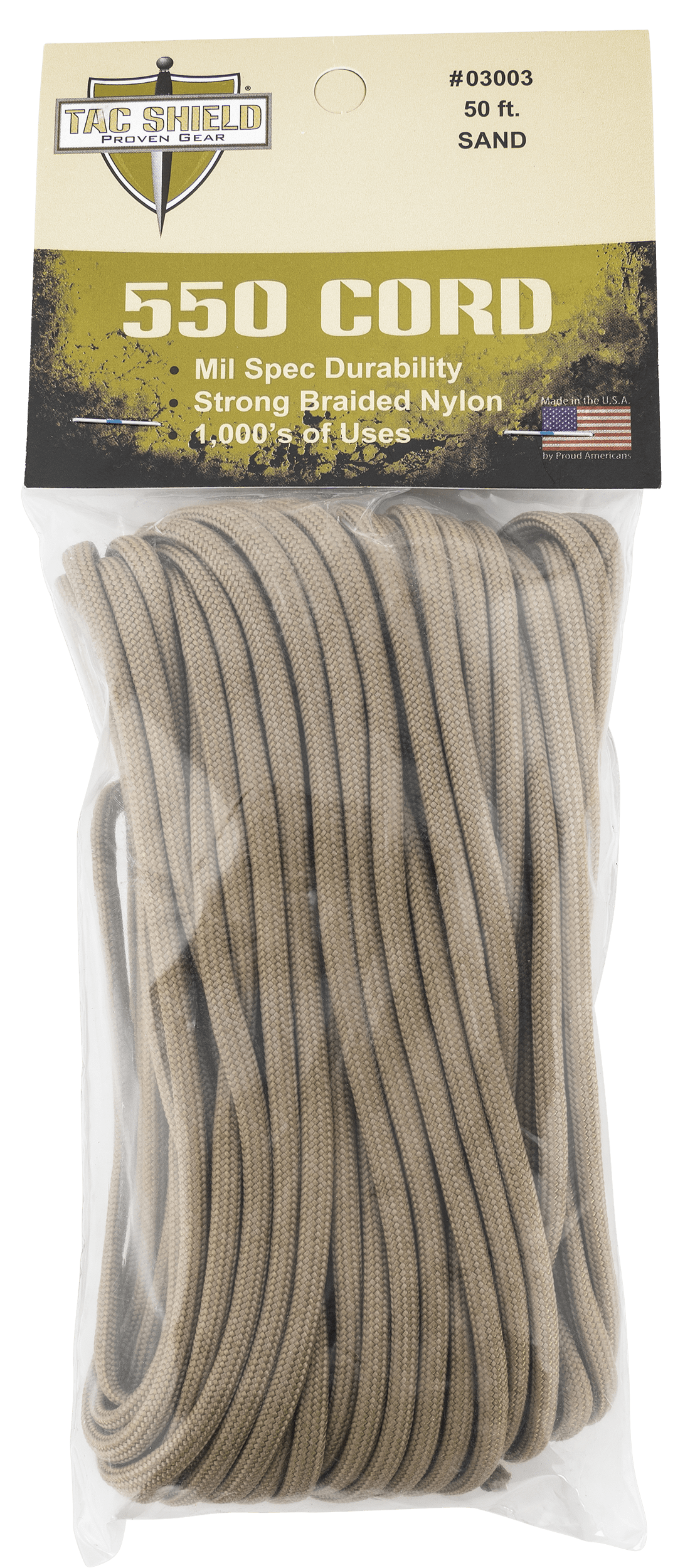 TACSHIELD (MILITARY PROD) Tacshield (military Prod) 550 Cord, Tacshield 03003   550 Para Cord 50 Ft  Sand Accessories