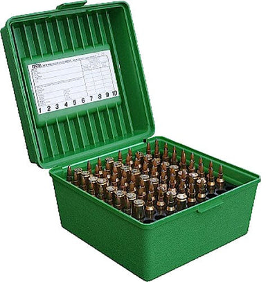 Mtm Mtm Deluxe Rifle Ammo Case .22-250 To 58 Win Mag Green 100 Rd. Ammunition