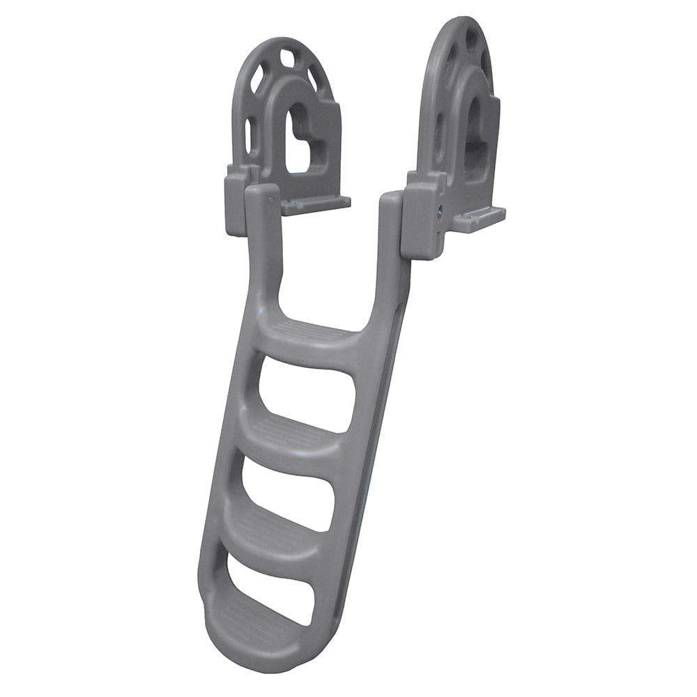 Dock Edge Dock Edge Stand-Off Flip-Up Polyethylene Roto Molded 4-Step Dock Ladder - Grey Anchoring & Docking