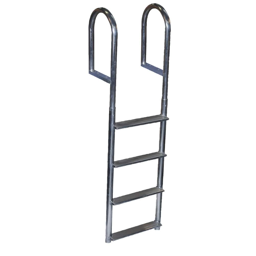Dock Edge Dock Edge Welded Aluminum Fixed Wide Step Ladder - 4-Step Anchoring & Docking