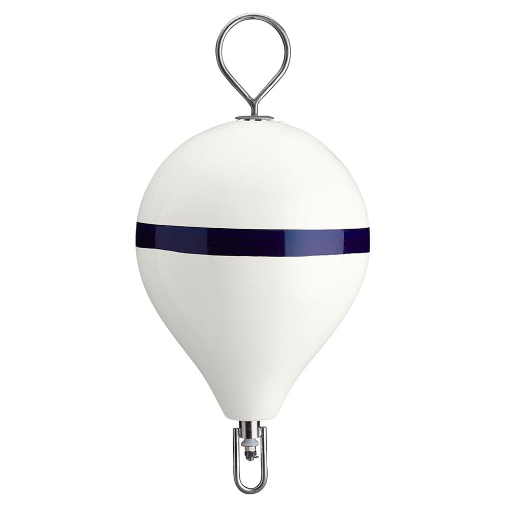 Polyform Polyform 17" CM Mooring Buoy w/SS Iron - White Blue Stripe Anchoring & Docking