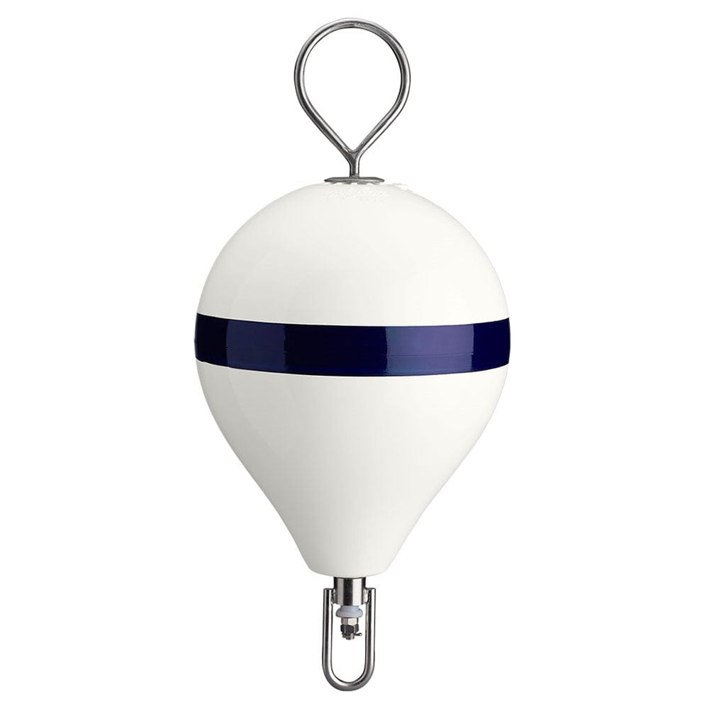 Polyform U.S. Polyform Mooring Buoy w/SS 13.5" Diameter - White Blue Stripe Anchoring & Docking