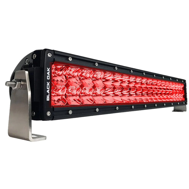 Black Oak LED Black Oak Curved Double Row Combo Red Predator Hunting 20" Light Bar - Black Lighting