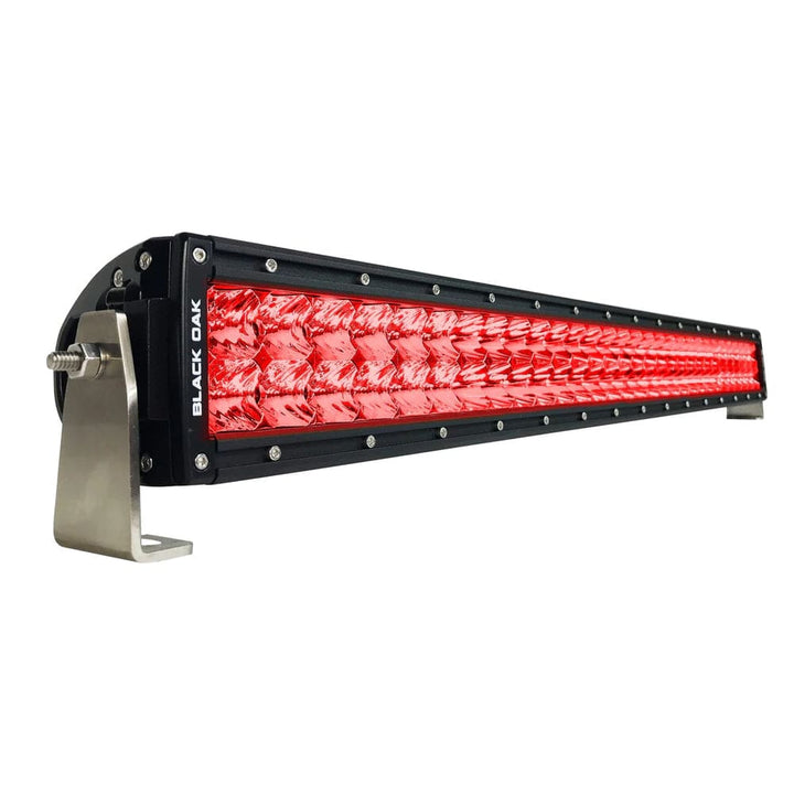 Black Oak LED Black Oak Curved Double Row Combo Red Predator Hunting 30" Light Bar - Black Lighting