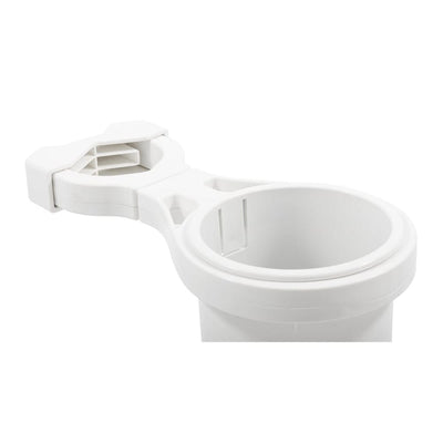 Camco Camco Clamp-On Rail Mounted Cup Holder - Small for Up to 1-1/4" Rail - White Boat Outfitting