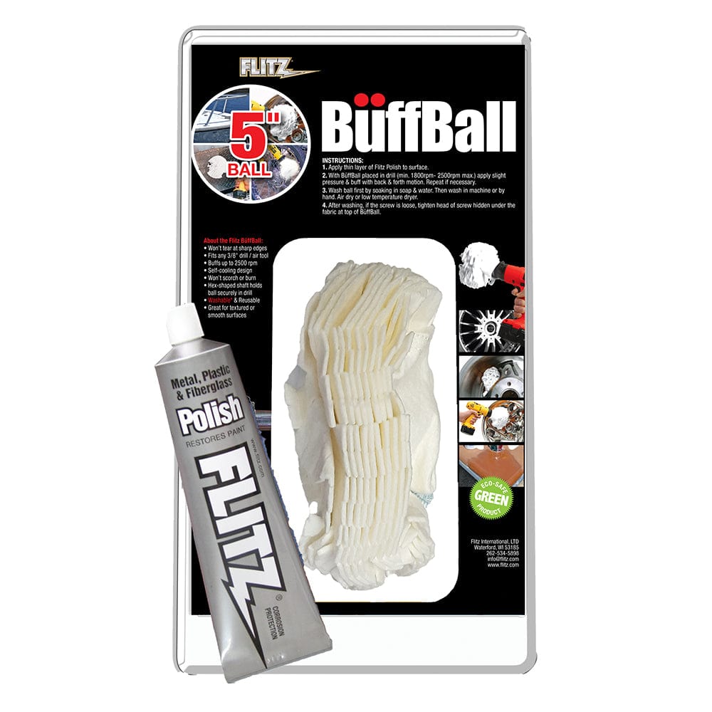 Flitz Flitz Buff Ball - Large 5" - White w/1.76oz Tube Flitz Polish Boat Outfitting