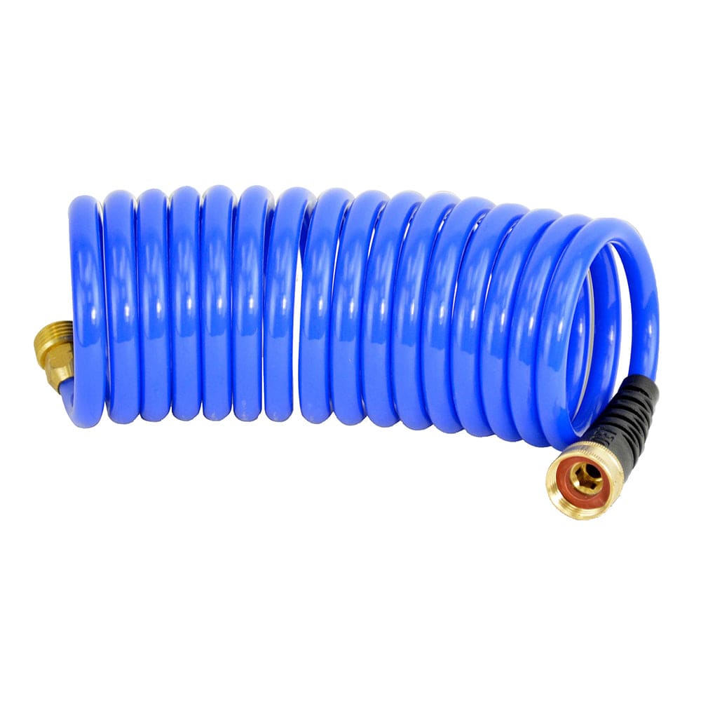 HoseCoil HoseCoil 15' Blue Self Coiling Hose w/Flex Relief Boat Outfitting