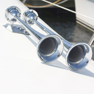 Marinco Marinco 12V Chrome Plated Dual Trumpet Air Horn Boat Outfitting