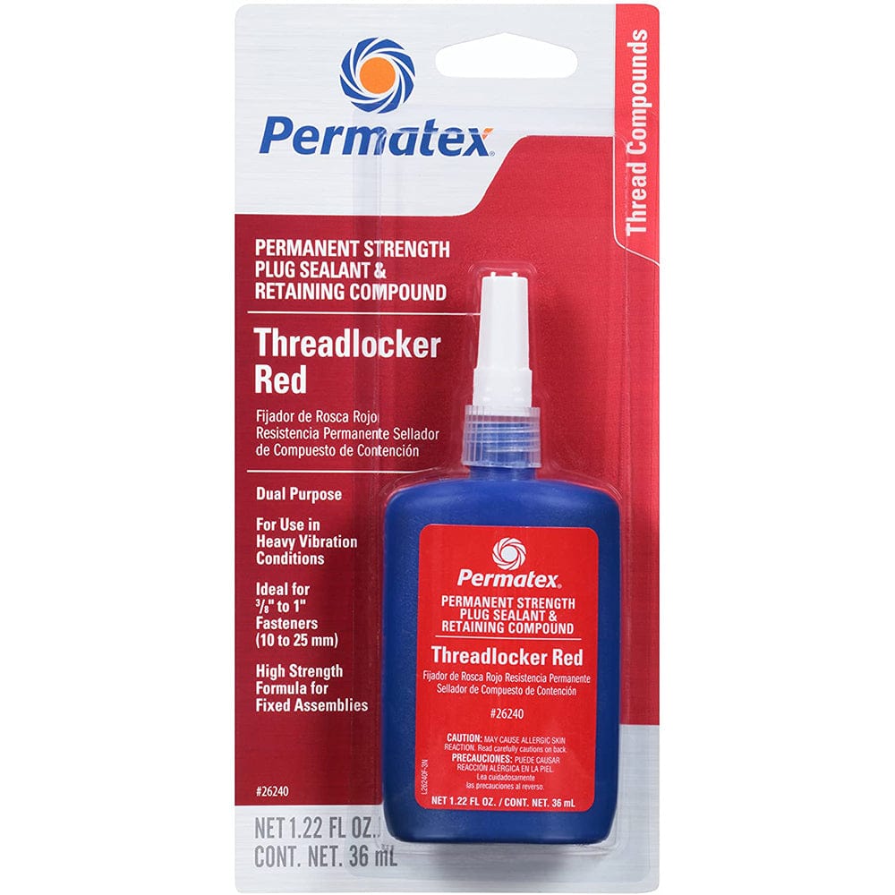 Permatex Permatex Permanent Strength Threadlocker RED & Cup/Core Plug Sealant Retaining Compound - 36ml Boat Outfitting