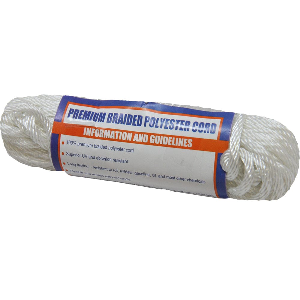 Sea-Dog Sea-Dog Solid Braid Polyester Cord Hank - 5/32" x 50' - White Boat Outfitting