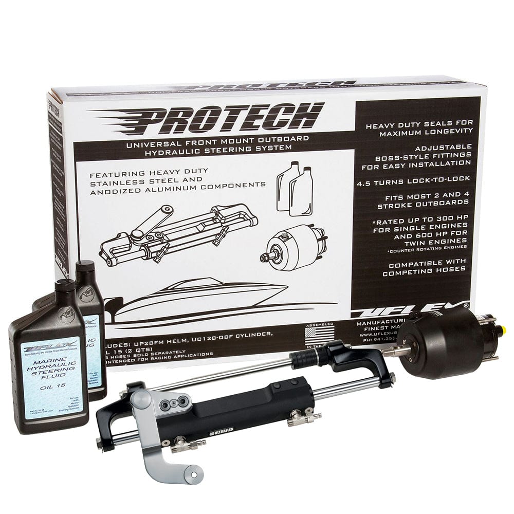 Uflex USA Uflex PROTECH 3.1 Front Mount OB Hydraulic System - Includes UP28 FM Helm, Oil & UC128-TS/3 Cylinder - No Hoses Boat Outfitting