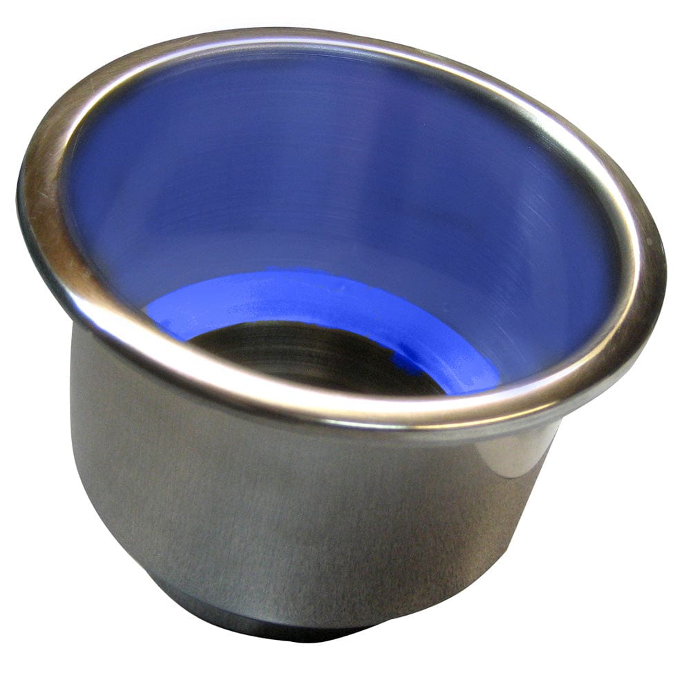 Whitecap Whitecap Flush Mount Cup Holder w/Blue LED Light - Stainless Steel Boat Outfitting