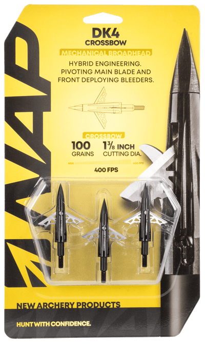 New Archery Products Nap Dk4 Crossbow Broadheads 100 Gr. 3 Pk. Broadheads