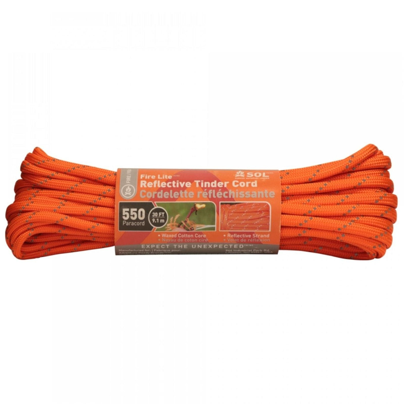SOL SOL Fire Lite 550 Reflective Tinder Cord 30 ft Camping And Outdoor