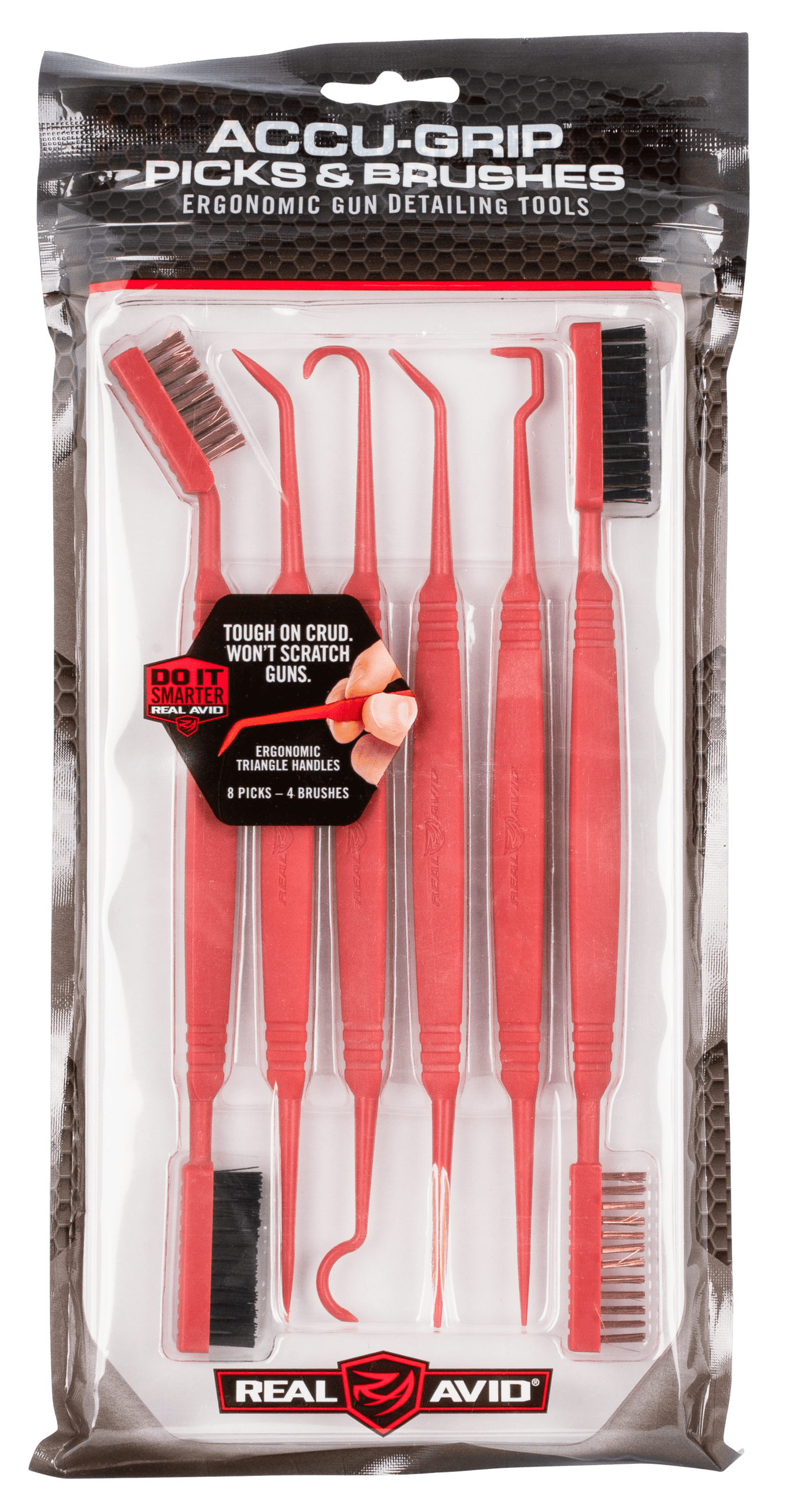 Real Avid Real Avid Accu-grip Picks & - Brushes W/ Triangular Handles Cleaning And Gun Care