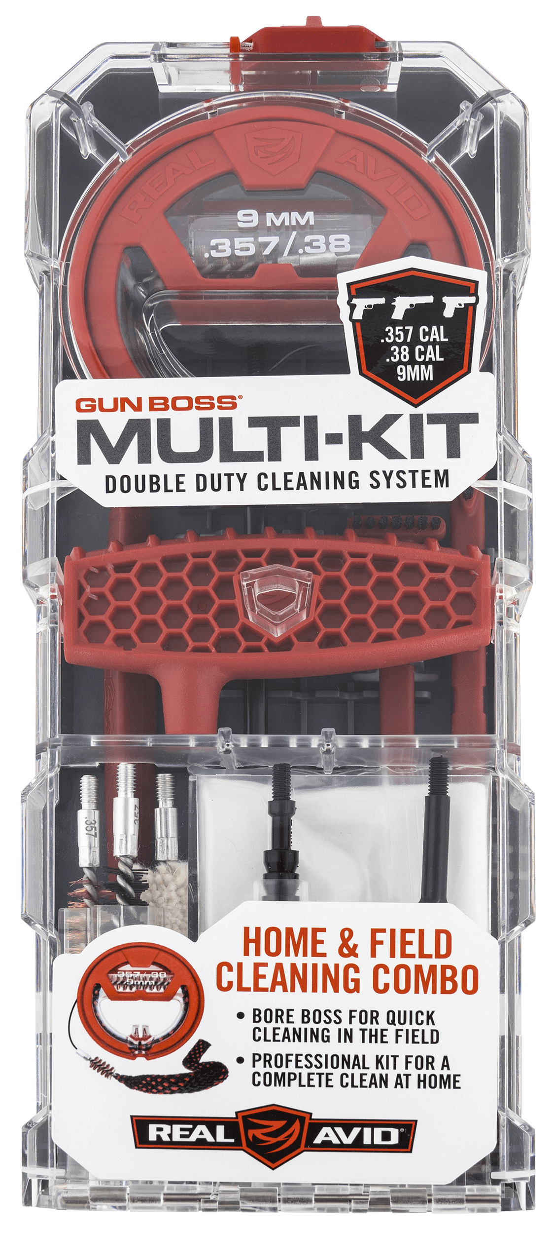 Real Avid Real Avid Gun Boss Multi-kit - .357/.38/9mm W/ Bore Boss Cleaning And Gun Care