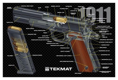 TekMat Tekmat Armorers Bench Mat - 11"x17" 1911 Pistol Cut Away Cleaning And Gun Care