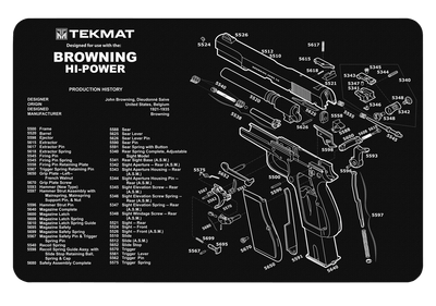 TekMat Tekmat Armorers Bench Mat - 11"x17" Browning Hi-power Cleaning And Gun Care