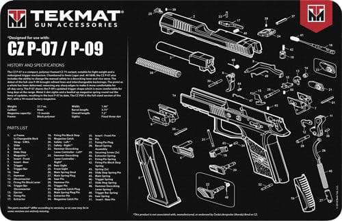 TekMat Tekmat Armorers Bench Mat - 11"x17" Cz P-07/09 Pistol Cleaning And Gun Care