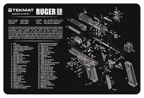 TekMat Tekmat Armorers Bench Mat - 11"x17" Ruger Sr9/sr40 Pistol Cleaning And Gun Care