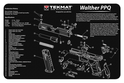 TekMat Tekmat Armorers Bench Mat - 11"x17" Walther Ppq Pistol Cleaning And Gun Care