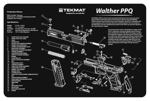 TekMat Tekmat Armorers Bench Mat - 11"x17" Walther Ppq Pistol Cleaning And Gun Care