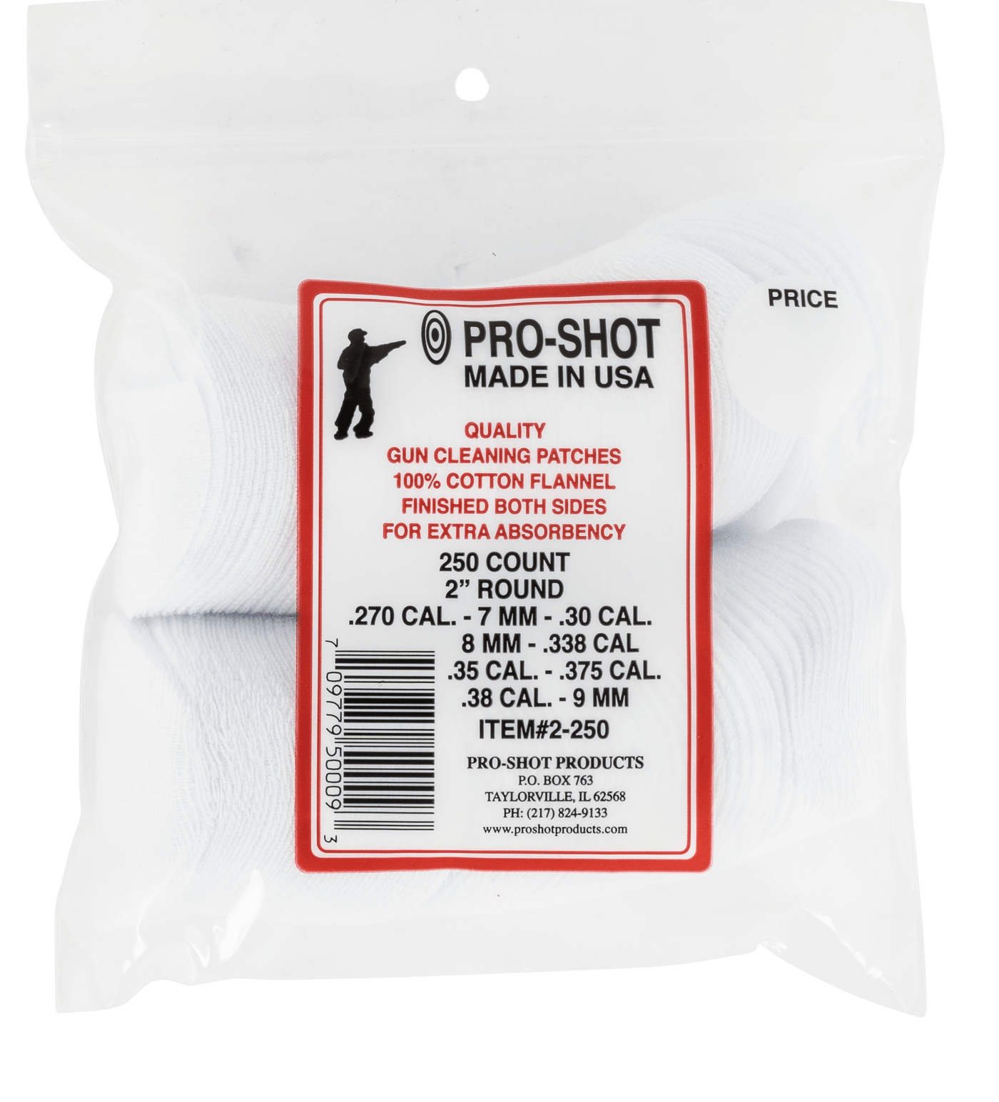 Pro-Shot Products Pro-shot Patch 270-38 Cal 2" 250pk Cleaning Equipment