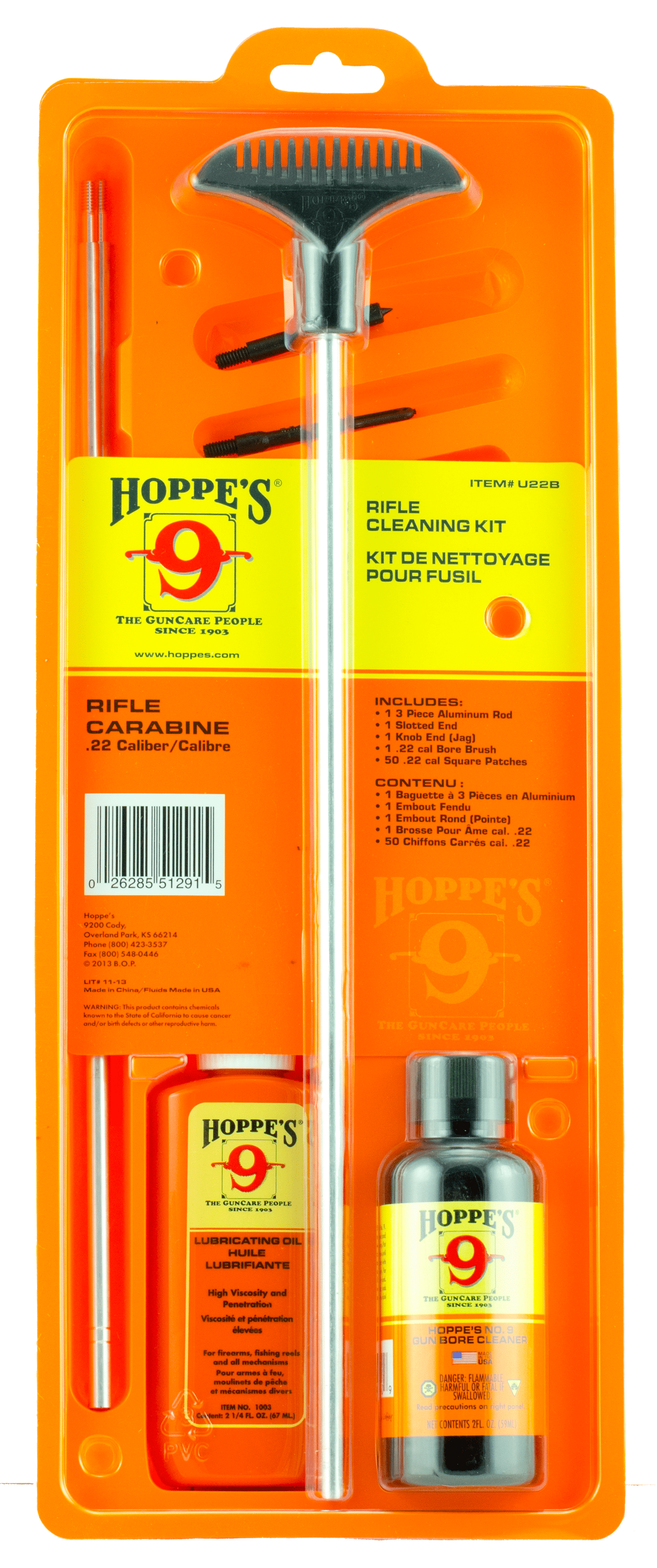 Hoppes Hoppes Cleaning Kit For .22cal - Rifles W/clamshell Package Cleaning Kits