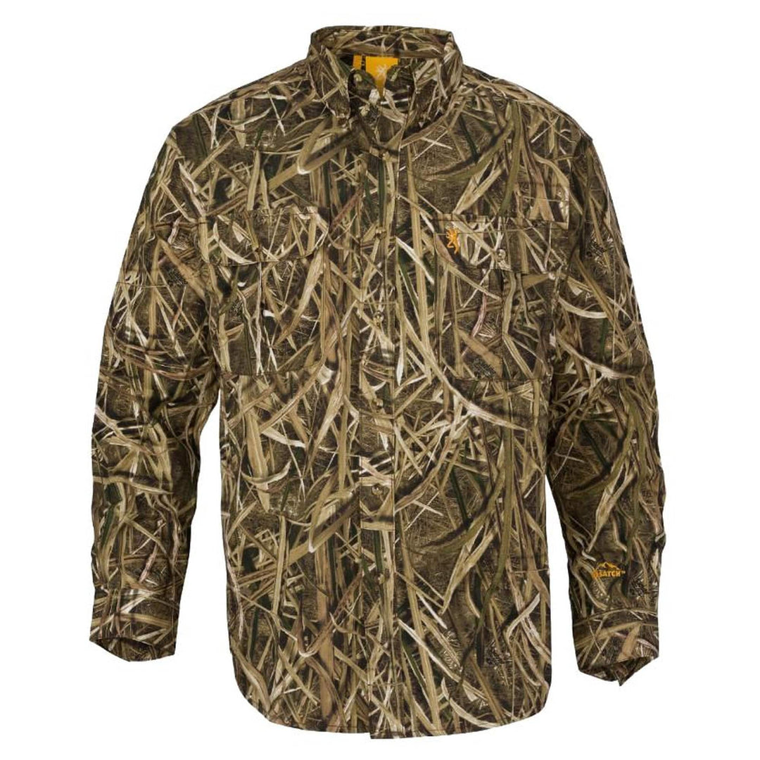 browning dress shirts Men's Wasatch Shirt MossyOak Duckblind / Medium resistant face fabric with