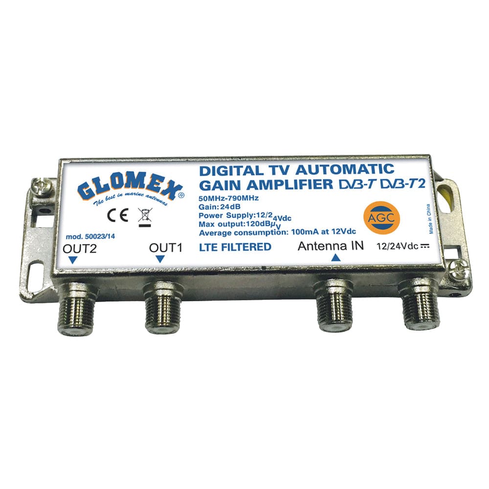 Glomex Marine Antennas Glomex Auto Gain Control Amp - 12/24VDC f/2 TV Outputs Communication