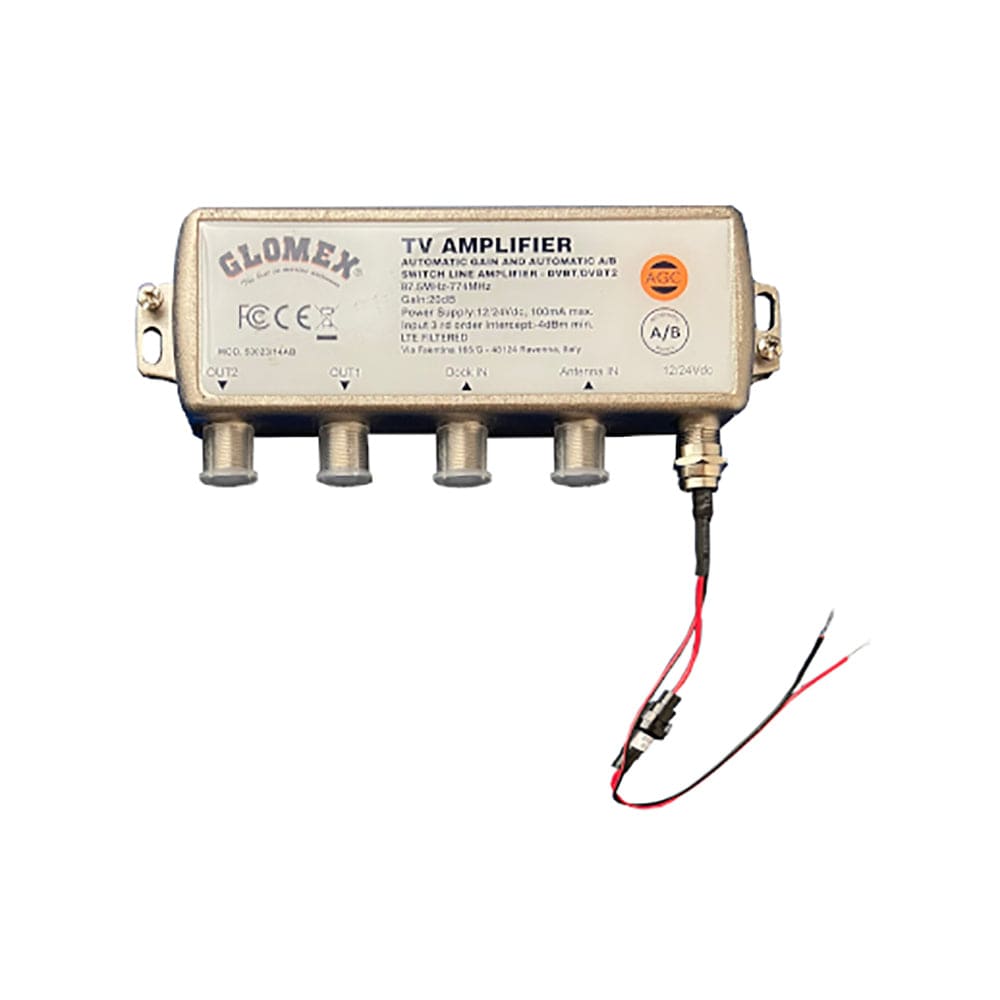 Glomex Marine Antennas Glomex Automatic Gain Control Amplifier w/Automatic A/B Switch - 12/24VDC - 2 Outputs Communication