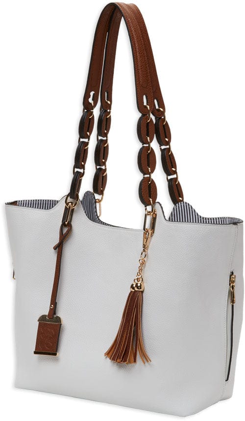Bulldog Bulldog Concealed Carry Purse - Braided Tote Style White Concealed Carry Handbags