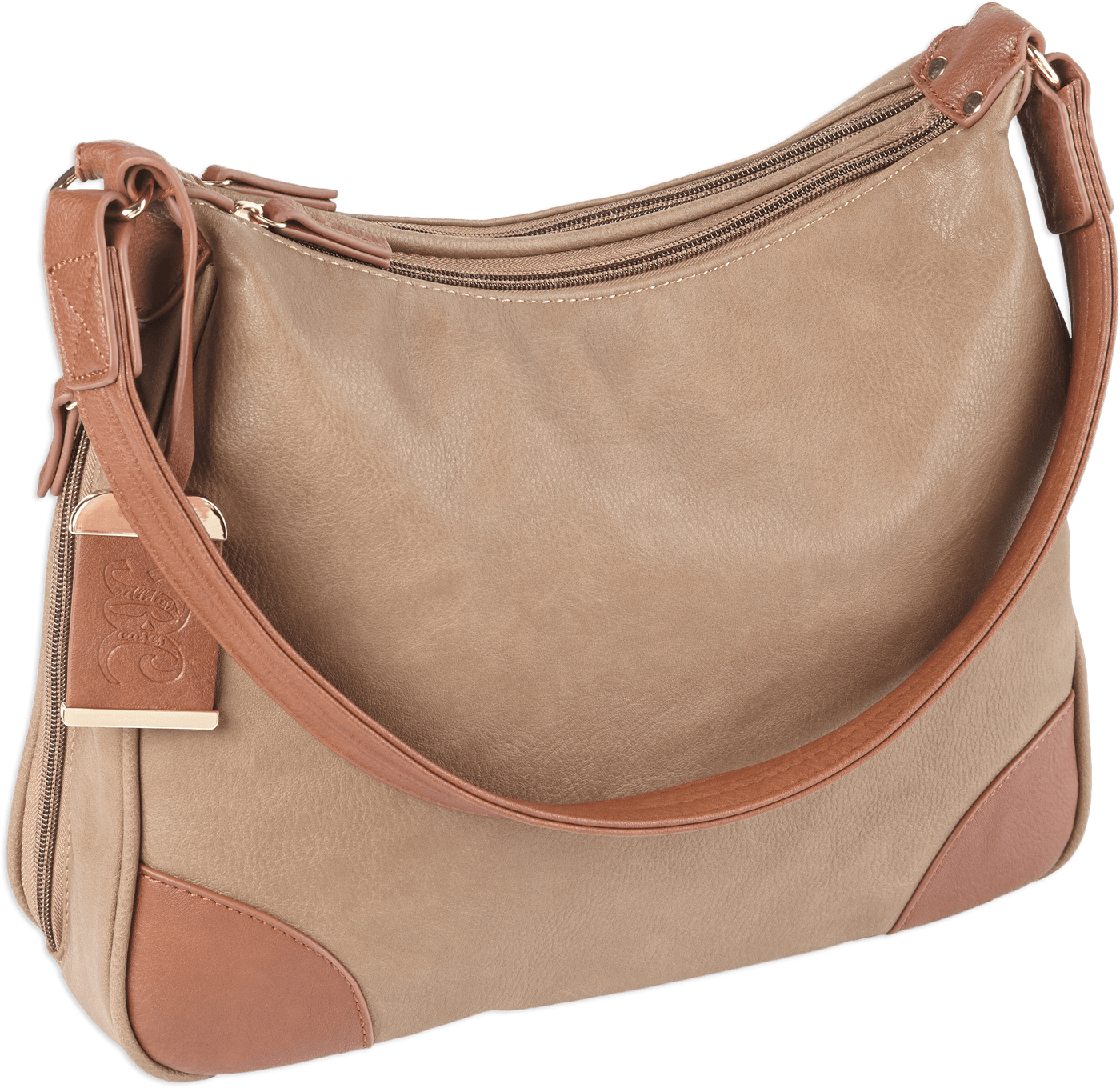 Bulldog Bulldog Concealed Carry Purse - Hobo Style Taupe W/tan Trim Concealed Carry Handbags