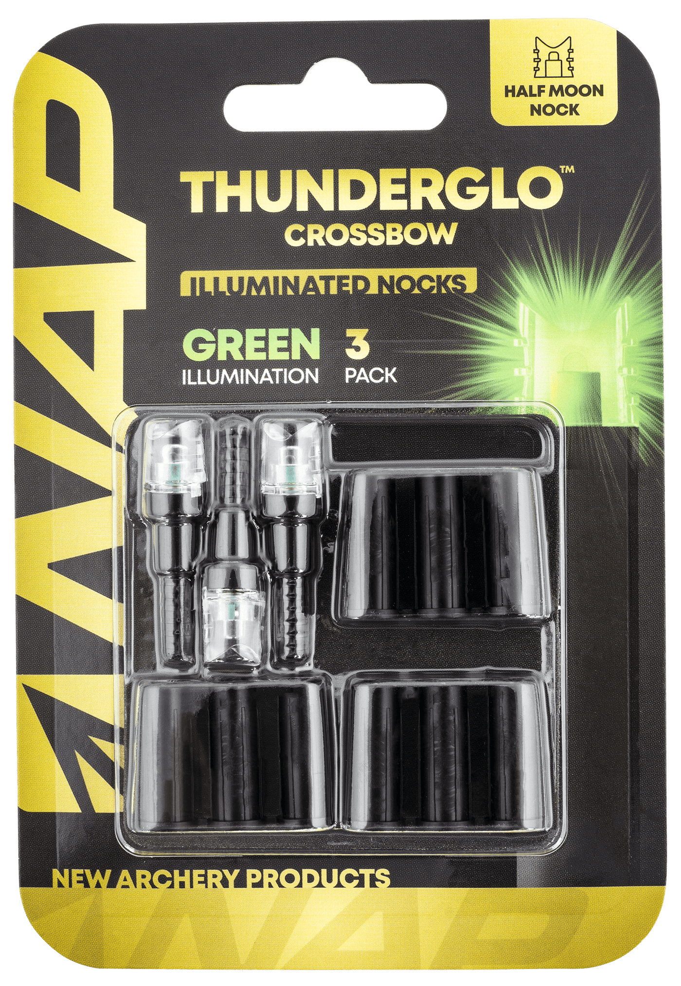 New Archery Products Nap Thunderglo Lighted Crossbow Nocks Green Universal Fit 3 Pk. Crossbow Bolts