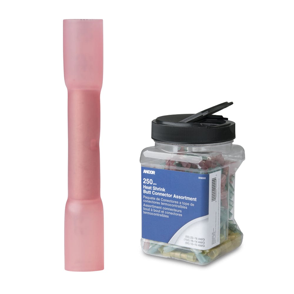 Ancor Ancor 22-18 AWG Heat Shrink Butt Connector - 250-Pieces - Jar Electrical