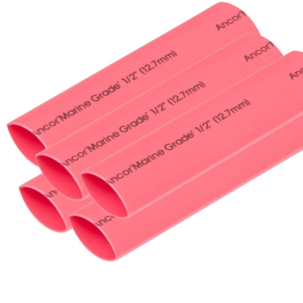 Ancor Ancor Heat Shrink Tubing 1/2" x 6" - Red - 5 Pieces Electrical