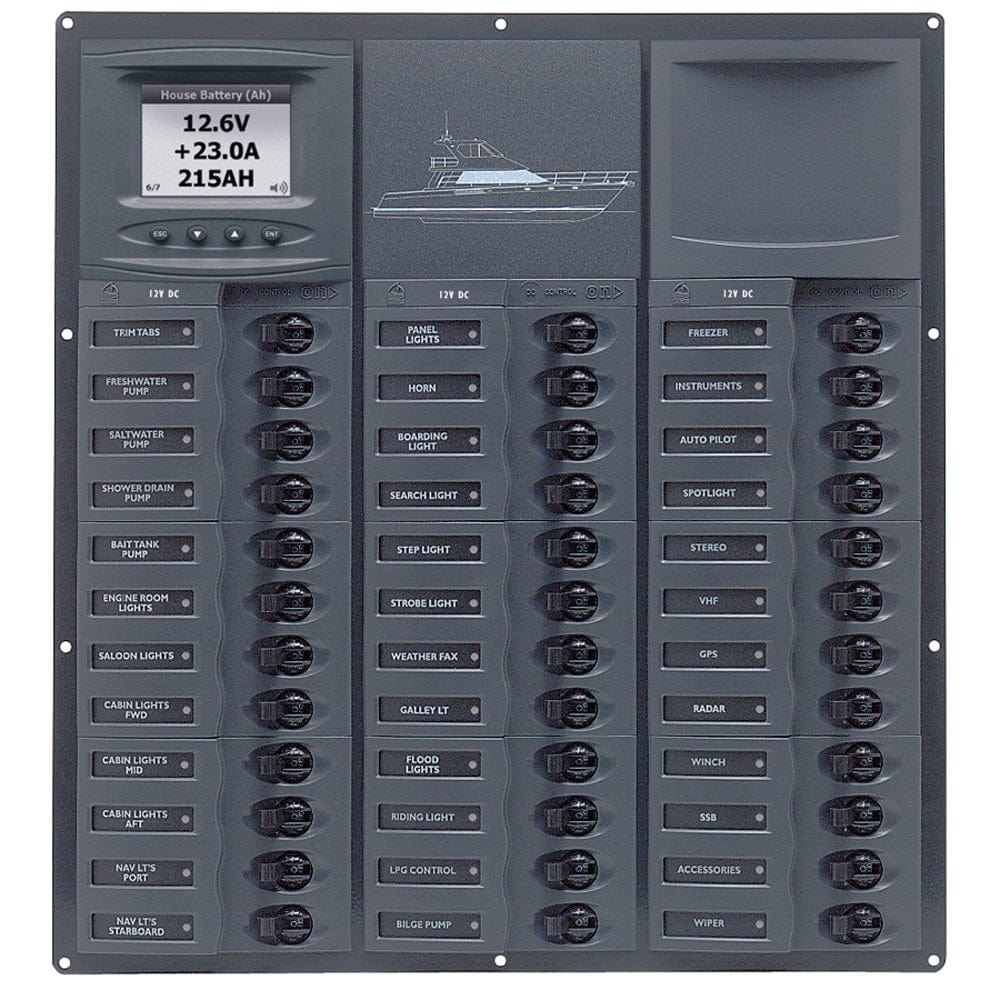 BEP Marine BEP Cruiser Series DC Circuit Breaker Panel w/Digital Meters 36SP DC12V Electrical