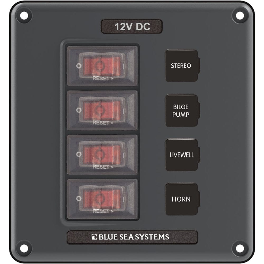 Blue Sea Systems Blue Sea 4320 Circuit Breaker Switch Panel 4 Position - Gray Electrical