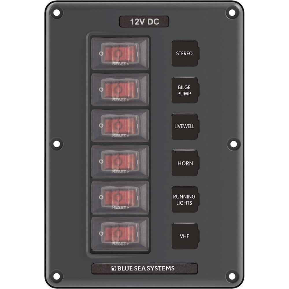Blue Sea Systems Blue Sea 4322 Circuit Breaker Switch Panel 6 Position - Gray Electrical