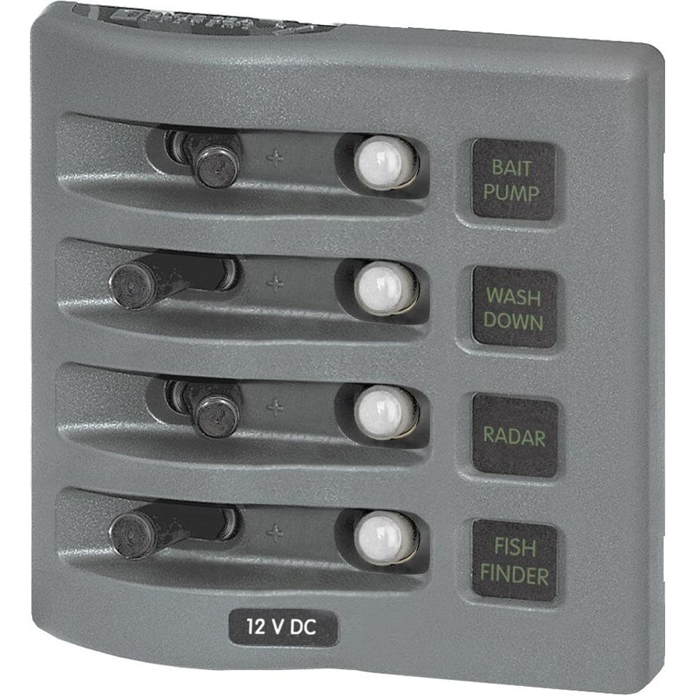 Blue Sea Systems Blue Sea 4374 WeatherDeck Water Resistant Circuit Breaker Panel - 4 Position - Grey Electrical